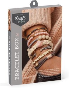 the craft box bracelet box is packed with different types of bracelets and beads on it