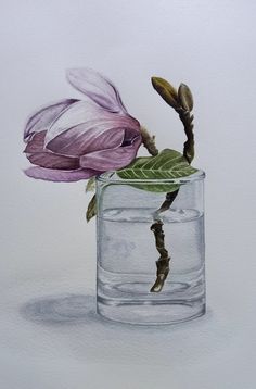 a painting of a flower in a glass vase