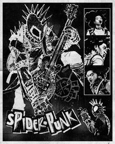 a black and white poster with various images