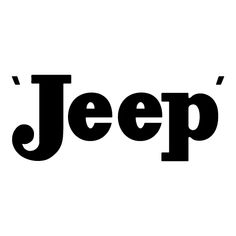 the word jeep written in black on a white background