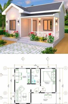 the floor plan for a small house with two levels