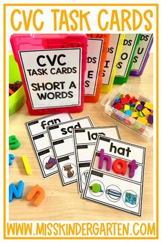 cvc task cards for short a words