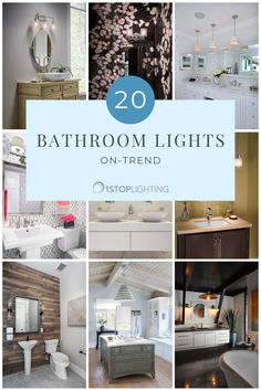 the top 20 bathroom lights on - trend in this postcard are white and blue