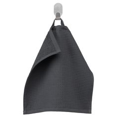 a black towel hanging from a hook on a white background with clipping to it