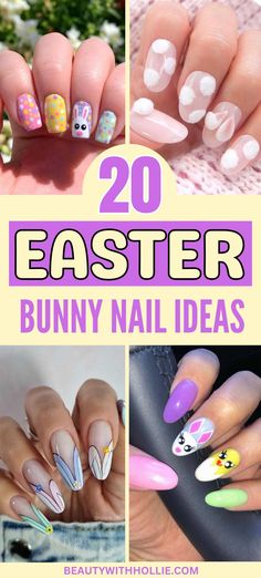 20 Easter Bunny Nail Designs & Ideas Easter Acrylic Nails, Easter Themed Nails, Easter Nail Art Ideas, Nails Art Tutorial, Easter Nail Ideas, Blue Prom Nails, Easter Nail Art Designs, Spring Manicure, Prom Nails Silver