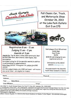 a flyer for an upcoming classic car show