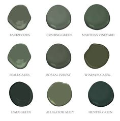 the different shades of green paint