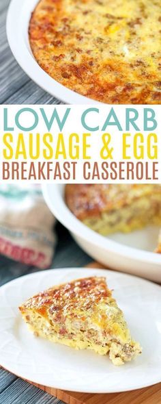 low carb sausage and egg breakfast casserole on a plate