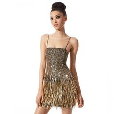 Never Worn With Tag, Size 6 Retail For $995 Alice + Olivia's Fifi Minidress Showcases Dazzling Sequins And Metallic Fringe. This Fitted Style Is Complete With A Square Neck, Spaghetti Straps, And A Back Cut Out. Squareneck Sleeveless Back-Zip Closure Spaghetti Straps Sequins Metallic Fringe Back Cut Out 91% Nylon/9% Elastane Combo: 100% Polyester Dry Clean Imported About 32” From Shoulder To Hem 14” Waist 15.5” Bust Luxury Sequin Mini Dress, Sequin Mini Dress With Jacket, Sequin Gatsby Dress, Sequin Tassle Dress, Vegas Sequij Dress, Brits Awards Dresses, Champagne Sequin Mini Dress, Shimmer Sequin Dress, Luxury Beaded Fringe Sequin Dress For Party Season