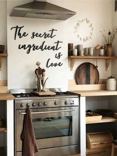 1pc 'the Secret Ingredient Is Love' Pvc Self-Adhesive Wall Sticker For Kitchen Wall Decoration, Black Minimalist Geometric Art Wall Decal For Modern Home Wall Decor, Suitable For Indoor Art Decoration, Kitchen Black    PVC Letter    Home Decor, size features are:Bust: ,Length: ,Sleeve Length: Kitchen Metal Wall Art, Kitchen Wall Stickers, Metal Kitchen, Metal Wall Sign, Decoration Inspiration, Decor Minimalist, Kitchen Signs, Kitchen Wall Decor, Diy Kitchen