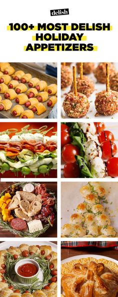 different types of appetizers are shown in this collage