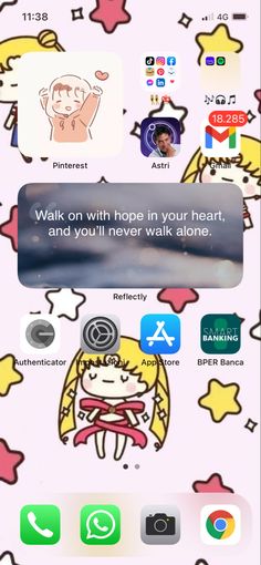 an iphone with stickers on it and the text walk on with hope in your heart