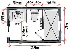 the floor plan for a small bathroom