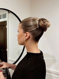 Sleek Bun, Hair Done, A Mirror, Her Hair, Sleek, Mirror, Hair