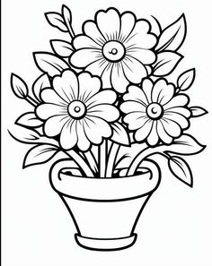 flowers in a vase coloring page