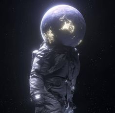 an astronaut in outer space holding the earth on his back