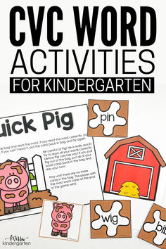 cvc word activities for kids to practice letter recognition and matching words with farm animals