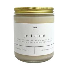 a jar with a label on it that says je l'aime in french