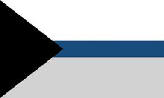 an image of a black and white arrow with blue stripes on it's side