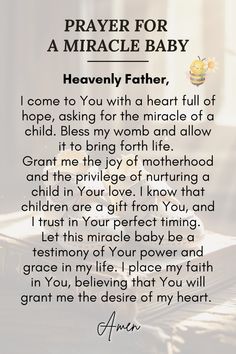 a poem written in the language of prayer for a baby