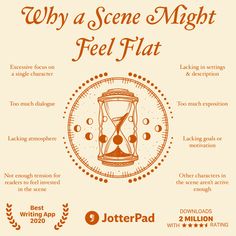 a poster with the words why a scene might feel flat and an hourglass on it