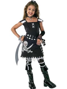 Girls' Sea Princess Pirate Costume - costumes.com Pirate Outfit Girl, Pirate Girl Costume, Girl Pirates, Baby Kostüm, Boot Covers, Halloween Costume Accessories, Queen Dress