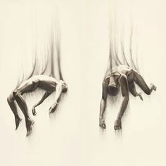 two drawings of hands reaching for each other with one hand on the ground and another in the air