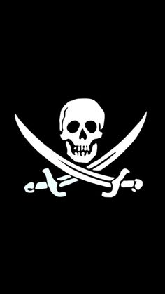 a pirate flag with a skull and two swords