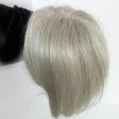 Premium Human Hair Silver White Hair Piece Topper Two Clips Attached Mini Base Add Volume To your Thinning Hair Grey Hair Topper, Fake Fringe, Grey Hair Extensions, Silver White Hair, Sunshine Cake, Grey Blonde Hair, Grey White Hair, Hair Transition, Hair Silver