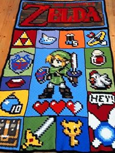 the legend of zelda rug is on the floor