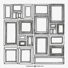 a black and white drawing of many frames