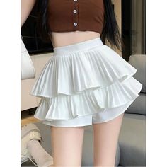 Color: White, Size: XL Ballet Style, Korean Casual Outfits, Ballet Fashion, Dress Cake, Lotus Leaf, Korean Casual, Korean Aesthetic, Hem Skirt, Active Wear Leggings