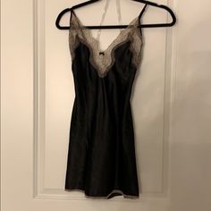 Nwt Satin Cross Back Nightie. Lace Trimmed And Beautiful Victoria's Secret V-neck Sleepwear For Parties, Satin Nightie, Satin Romper, Floral Robes, Womens Cami, Black Gown, Victoria Secret Bras, Green Lace, Lace Gown