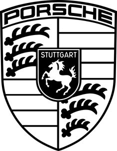 the porsche logo is shown in black and white