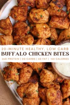 chicken bites on a plate with ranch dressing