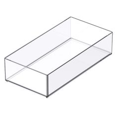 a clear plastic box with two sections on the bottom and one section at the top