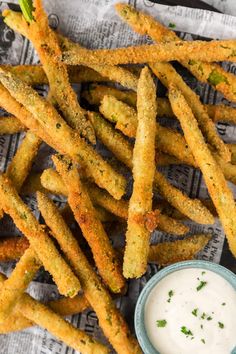 fried asparagus sticks with ranch dip