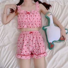 Kawaii Pajamas, Pajama Fashion, Cute Sleepwear, Cute Pajama Sets, Pink Pajamas, Kawaii Fashion Outfits, Night Dress For Women, Kawaii Dress, Cute Pajamas