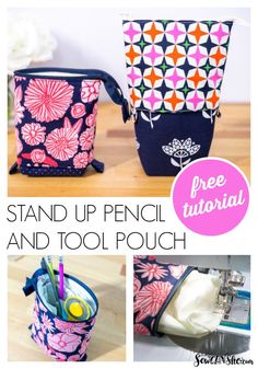 the instructions for how to make a pencil and tool pouch with this free sewing pattern