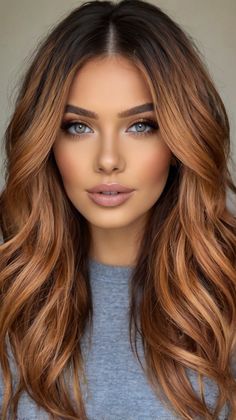 Hair Colour Ideas Highlights. Copper Blonde With Dark Roots, Blonde Copper Hair Balayage, Hair Colour Ideas Highlights, Copper Money Piece Hair, Copper Hair Ombre, Copper Hair With Dark Roots, Cropped Pixie, Hair Colors For Fall, Fall Hair Colors Copper