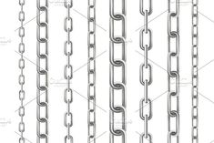 a set of metal chains on a white background with clippings for text or image