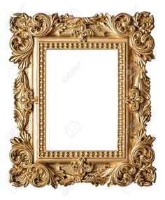 an ornate gold frame on a white background