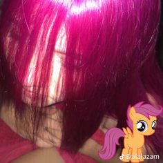 Purple Underlayer Hair, Neon Pink Hair, Yellow Hair Color, Plum Hair, Hot Pink Hair, Mlp Characters, Gorgeous Hair Color