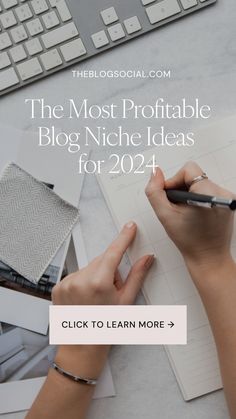 a person writing on a piece of paper with the words, the most portable blog niche ideas for 2014