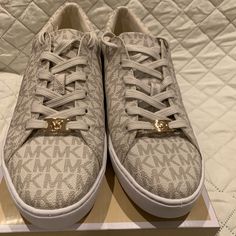 Michael Kors Sneakers, Brand New With Tag, Leather Materials, Still In Box, Size 9.5 Michael Kors Sneakers, Sneaker Brands, Leather Material, Womens Shoes Sneakers, Shoes Sneakers, Color White, Michael Kors, Women Shoes