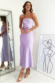 Lilac Bridesmaid Dresses Strapless, Lilac Strapless Dress, Lilac Bridesmaid Dresses Satin, Lilac Dress Formal Bridesmaid, Light Purple Silk Bridesmaid Dresses, Lilac Dress Wedding Guest, Lilac Party Dress, Bridesmaid Dress Lilac, Wedding Guest Dress Lilac