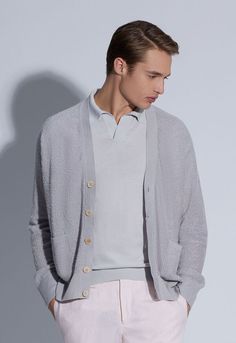 The cardigan is at the top of our list for being the most versatile and functional style-staple for every season. From cotton to cashmere there is always a place for a cardigan in your wardrobe. This lightweight terry cardigan has a classic silhouette that looks great with a linen plaid sport shirt or polo and leather slides. 4 ButtonsPatch PocketsUnlinedMade in Italy Functional Style, Tuxedo Pants, Tuxedo Dress, Outerwear Vest, Polo Sweater, Lacing Sneakers, Sport Shirt, Leather Slides, Mens Sportswear