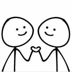 two stick figures holding hands in front of each other