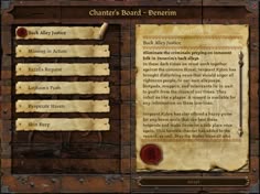 a screenshot of the character's board - enertin menu, with instructions on it