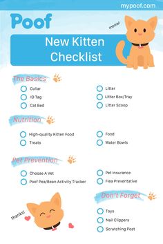 the new kitten checklist is shown here